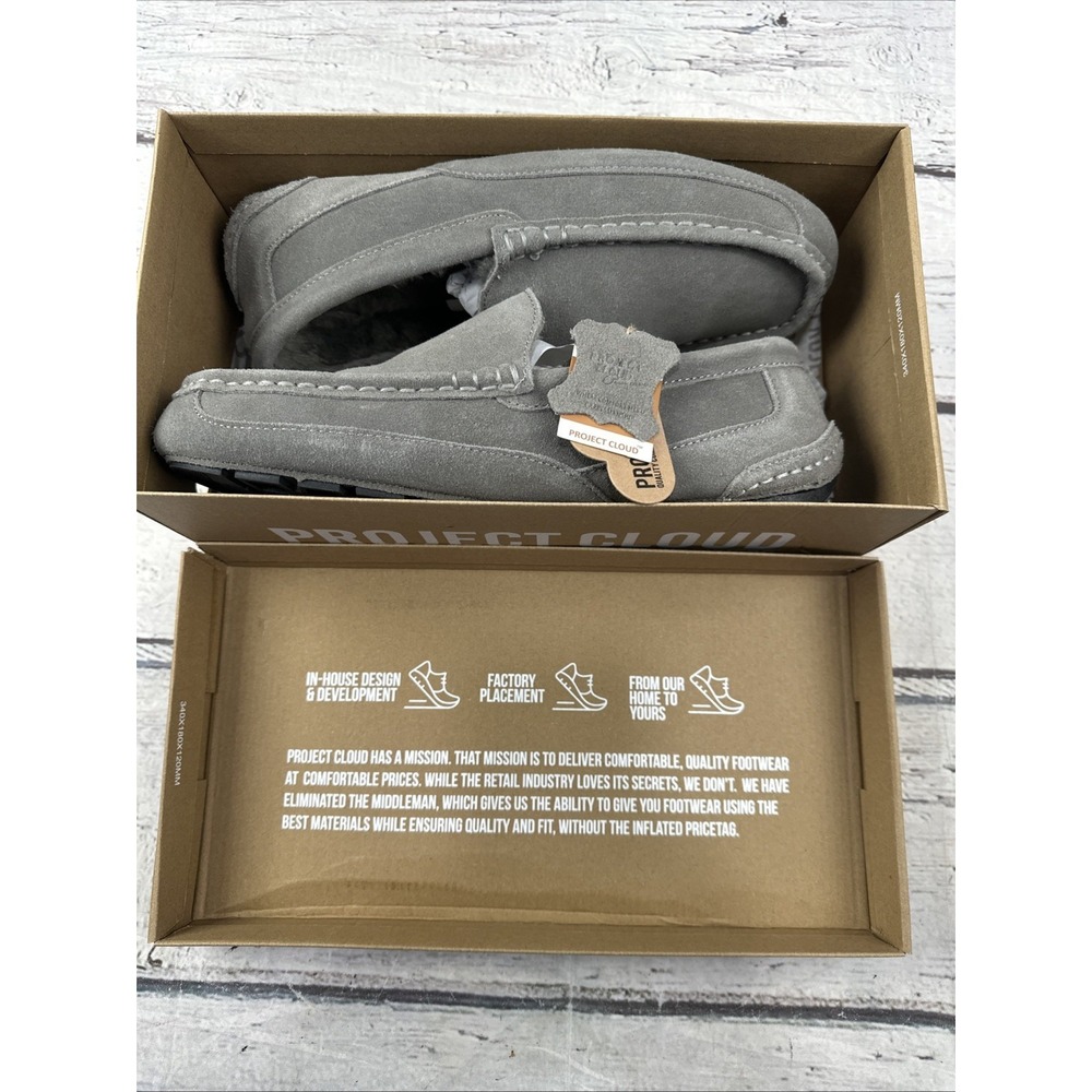 Project Cloud  Suede Slippers - Fur Lined Anti-Slip Sole Size 11.5 Mens